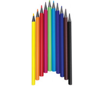 Trojhranné bezdrevné ceruzky JUMBO, 12 farieb