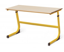 Školská dvojmiestna lavica s reguláciou výšky, veľ. 2-4, žltá