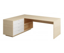 Kancelársky stôl so zásuvkami - breza / biela