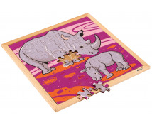 EDUCO - Drevené puzzle zvieratká - Nosorožec