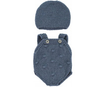 Pletený overal pre bábiku - modrý (32 cm)