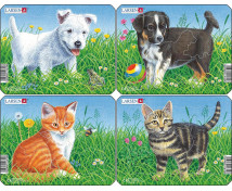 Puzzle - Pes a mačka, set 4 ks