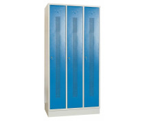 Kovová šatníková skriňa s perforáciou 3-dverová, modrá