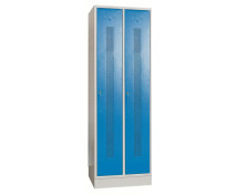Kovová šatníková skriňa s perforáciou 2-dverová, modrá
