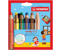 STABILO Woody 3in1 - multifunkčné farbičky, 6 farieb