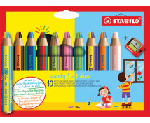 STABILO Woody 3in1 - multifunkčné dvojfarebné farbičky, 10 farieb