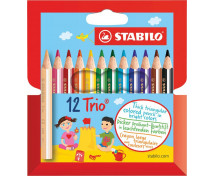 STABILO Trio Thick short - trojhranné krátke farbičky, 12 farieb