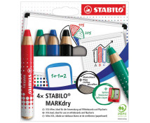 STABILO MARKdry - suchý popisovač na bielu tabuľu a flipcharty, 4 farby
