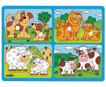 Vkladacie puzzle - Domáce zvieratká a ich mláďatá