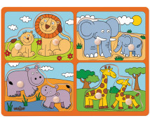 Vkladacie puzzle - Exotické zvieratká a ich mláďatá