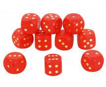 Drevené kocky s bodkami, 10 ks - červené
