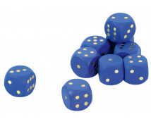 Drevené kocky s bodkami, 10 ks - modré
