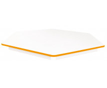 Stolová doska 18 mm, BIELA, šesťuholník 80 cm, oranžová