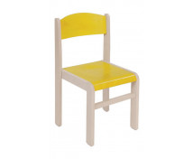Drevená stolička JAVOR BIELENÝ-žltá, 26 cm VYP
