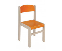 Drevená stolička JAVOR BIELENÝ-oranžová, 26 cm VYP