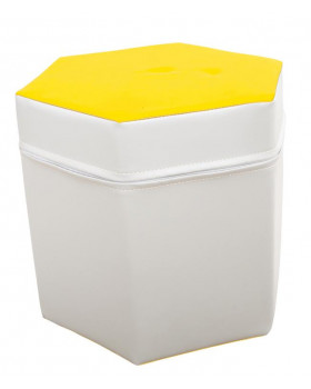 Taburetka šesťuholník, sivo / žltá, výška 35 cm