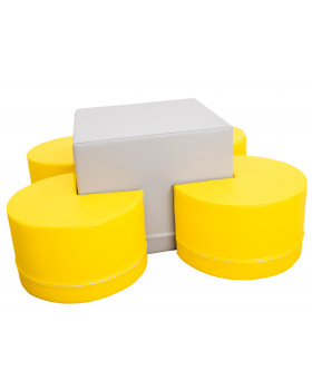 Stolík a stoličky - sada (sivá / žltá)