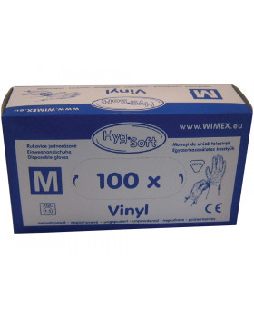Rukavice vinylové, nepudrované, veľ. M, 100 ks