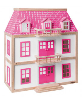 Drevený domček pre bábiky s príslušenstvom