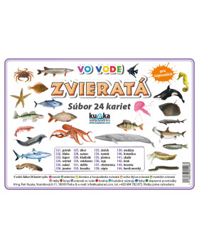 Precvičovacie karty - Zvieratá - vo vode-slovenská verzia
