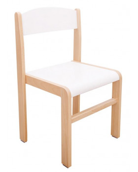 Drevená stolička výška 38 cm - BUK, biela