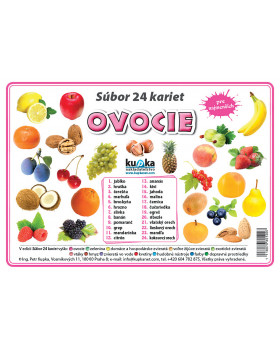 Precvičovacie karty - Ovocie-slovenská verzia
