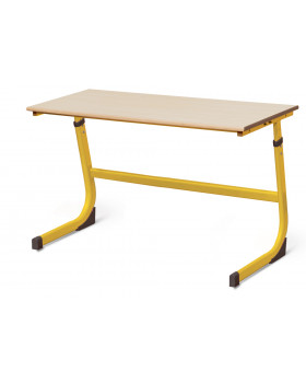Školská dvojmiestna lavica s reguláciou výšky, veľ. 2-4, žltá