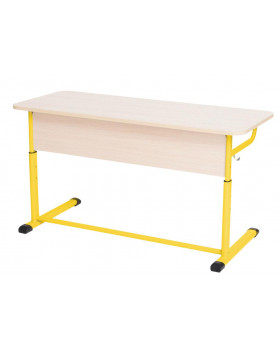Školská dvojmiestna lavica s reguláciou výšky, veľ. 4-7, žltá