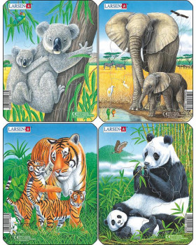 Puzzle - Ázijské zvieratá, set 4 ks