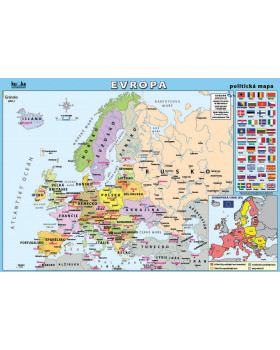 Politická mapa Evropy XL (100x70 cm) - CZ verzia