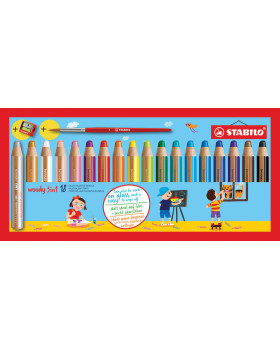 STABILO Woody 3in1 - multifunkčné farbičky, 18 farieb