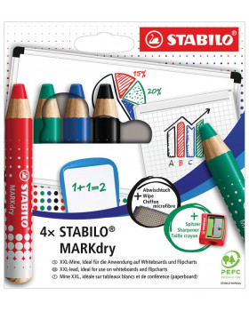 STABILO MARKdry - suchý popisovač na bielu tabuľu a flipcharty, 4 farby