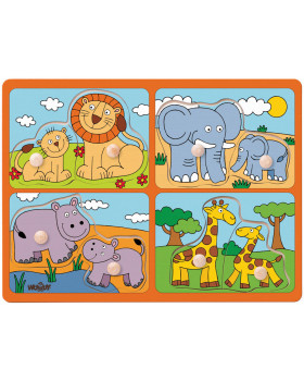 Vkladacie puzzle - Exotické zvieratká a ich mláďatá
