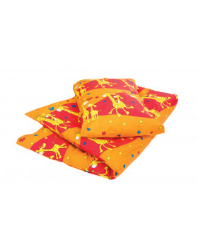Obliečky NOMI - Žirafy oranžové - sada na vankúš a paplón - gombíkové zapínanie