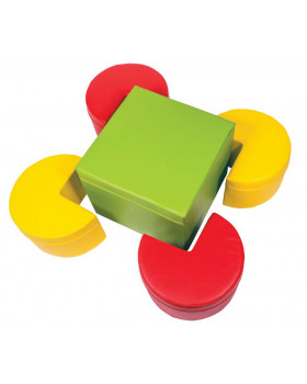 Stolík a stoličky - sada  (zelená / červená / žltá)