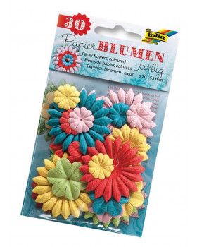 Papierové kvety, 30 ks - farebné