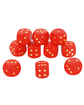 Drevené kocky s bodkami, 10 ks - červené