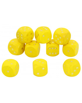 Drevené kocky s bodkami, 10 ks - žlté