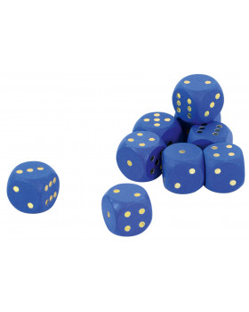Drevené kocky s bodkami, 10 ks - modré