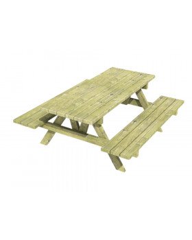 Drevený stôl s lavicami - prenosný