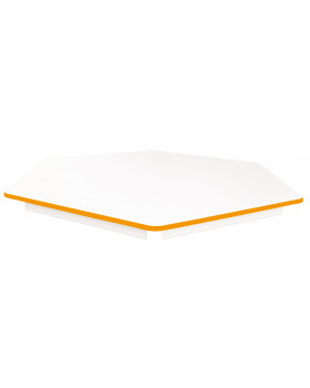 Stolová doska 18 mm, BIELA, šesťuholník 80 cm, oranžová