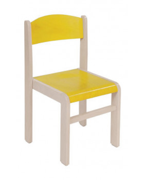 Drevená stolička JAVOR BIELENÝ-žltá, 26 cm VYP