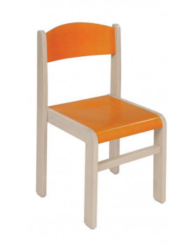 Drevená stolička JAVOR BIELENÝ-oranžová, 26 cm VYP