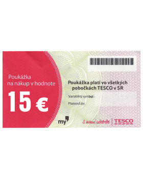 TESCO poukážka 15 eur