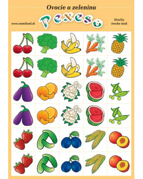 Pexeso - Ovocie a zelenina