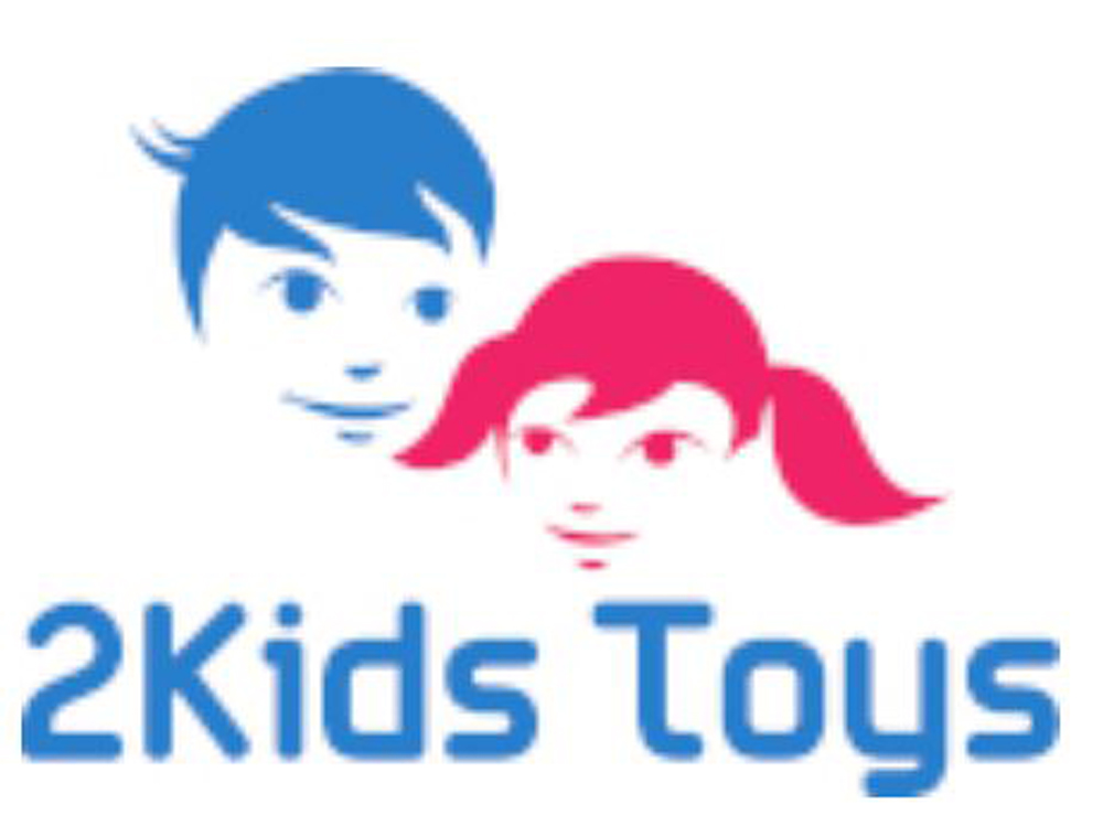 Logo značky 2Kids Toys, kde sú znázornené 2 kreslené detské tváre - chlapec a dievča.